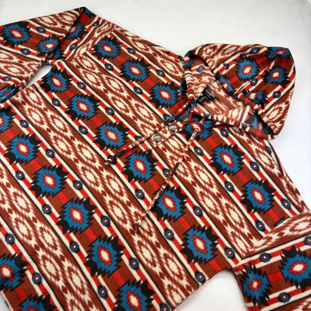 Wrangler Retro Southwestern Aztec Fleece Pullover Hoodie Top‎ Women XL Concho